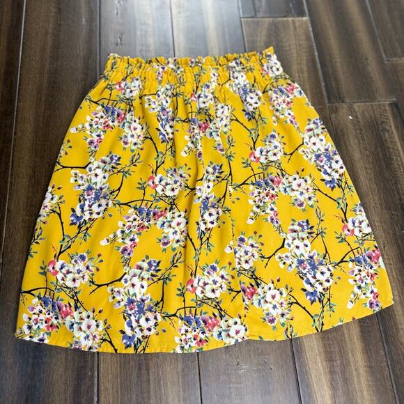 Blue Rain Yellow Bubble Mini Skirt size M, Elastic waist band, Y2K style Floral - Picture 11 of 11